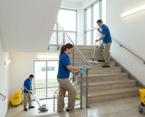 Reinigung des Treppenhauses