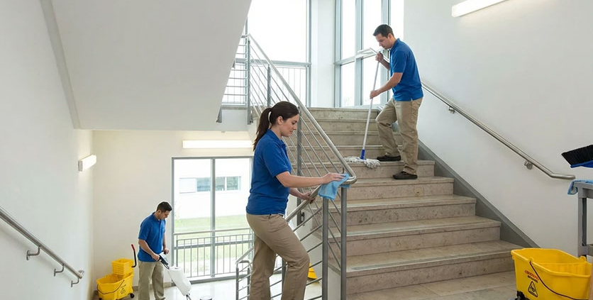 Reinigung des Treppenhauses